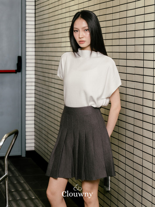 Pleated Knit Skirt - Dark Grey