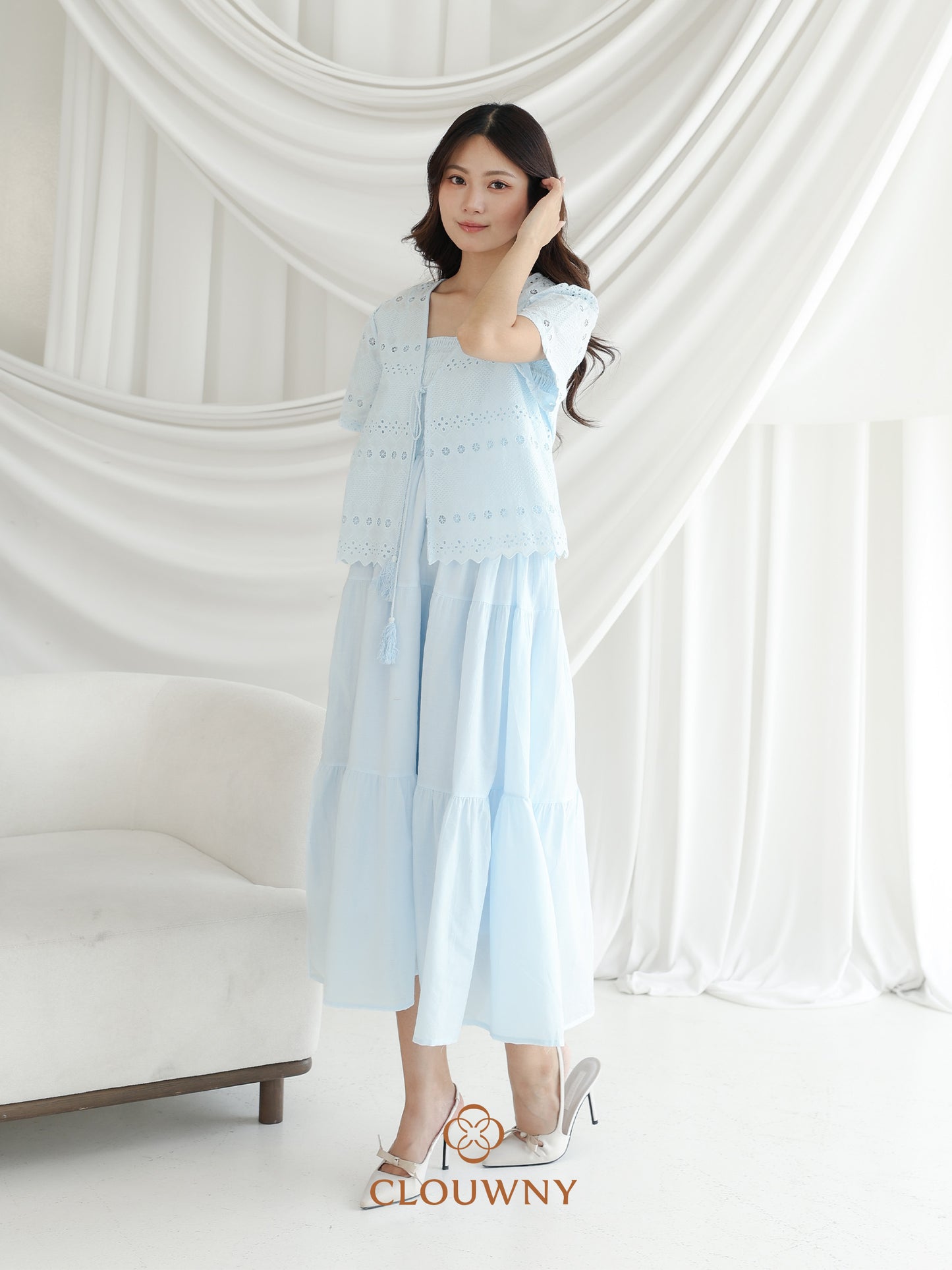 Silca Rubber Broderie Dress - Blue
