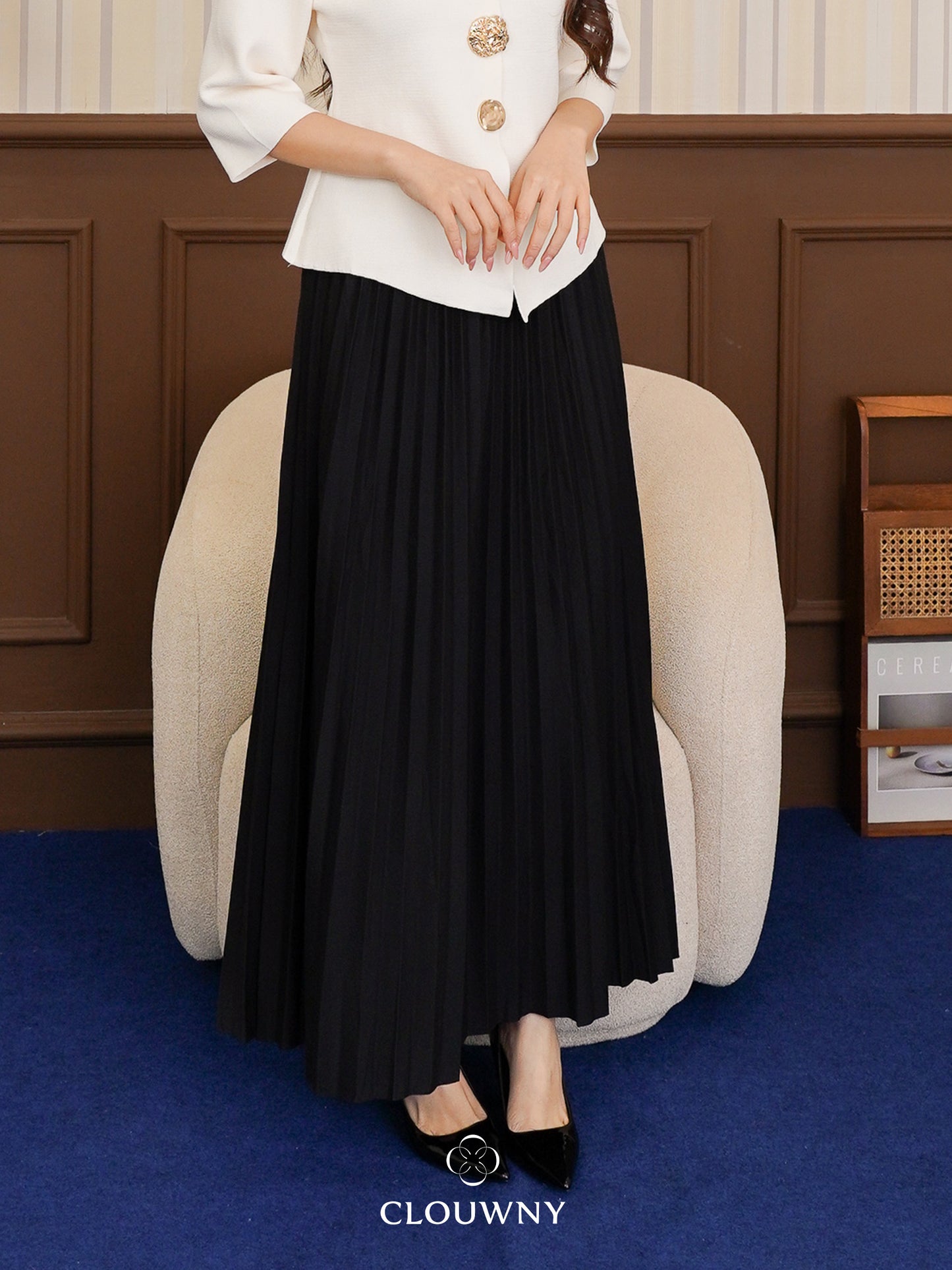 Aretha Pleated Skirt - Black