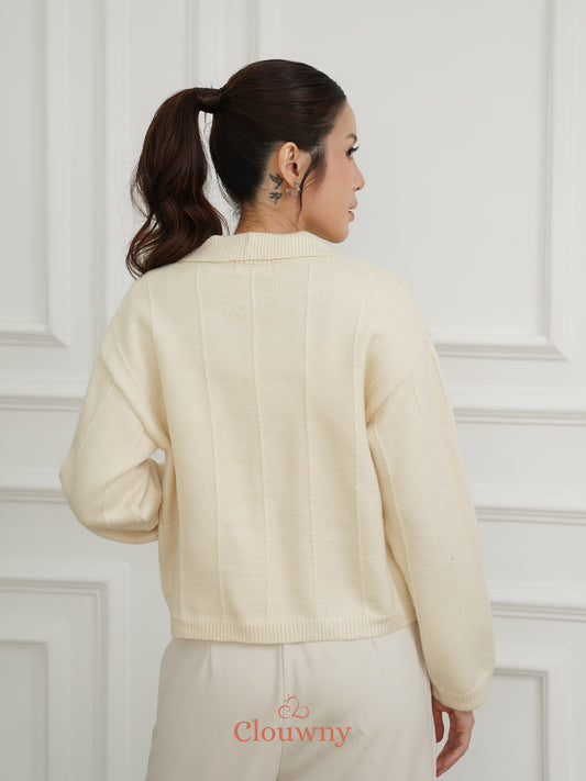 Gratia Pocket Knit Cardigan - Cream