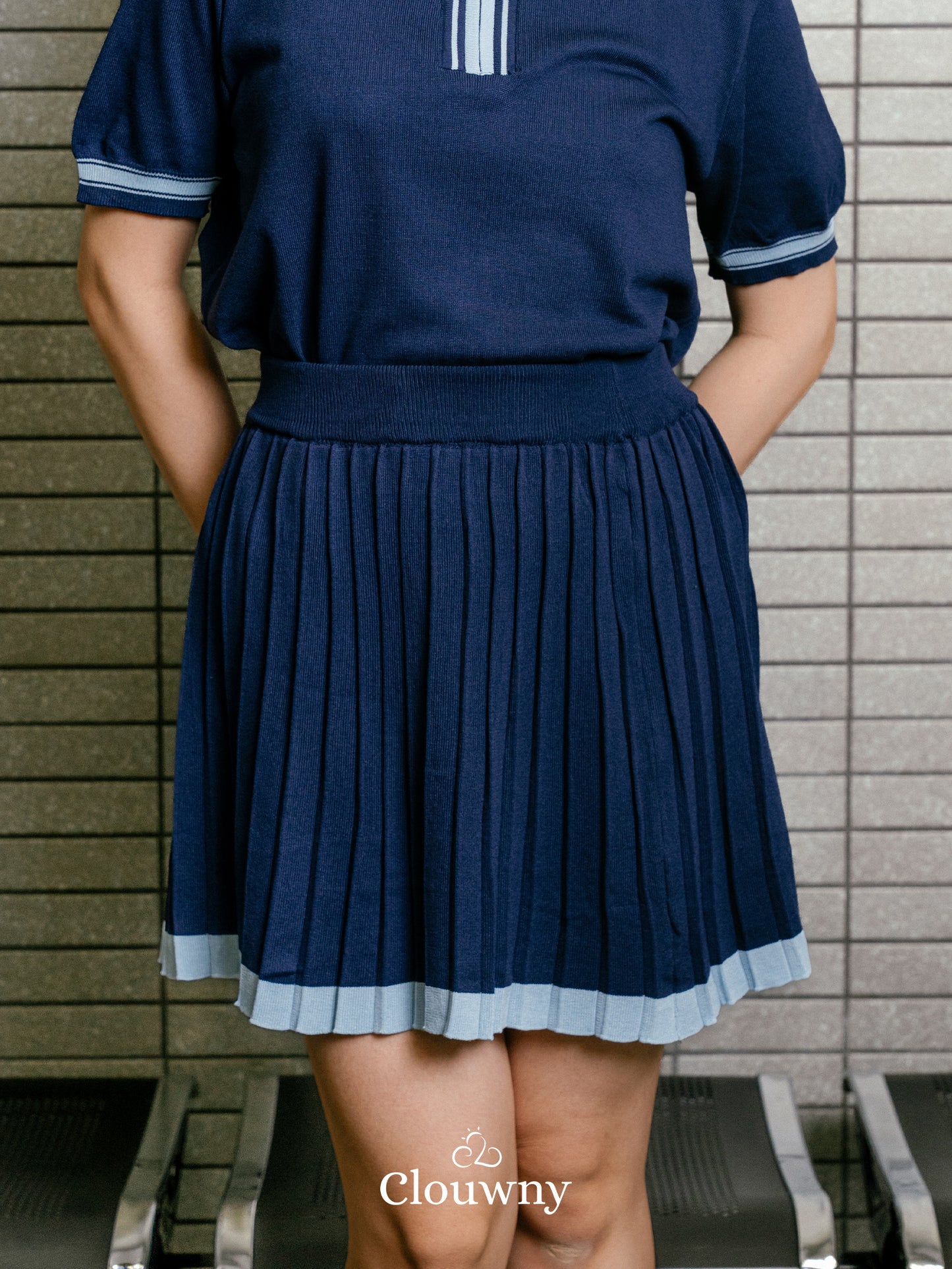 Vermont Zipper Knit Set - Navy
