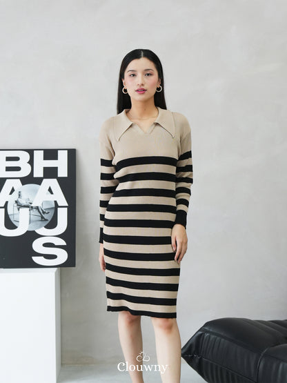 Sera Stripes Knit Dress - Mocca