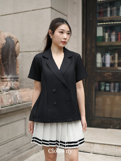 Alverina Button Semi Blazer - Black