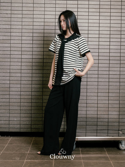 Crystal Scarf Knit Set - Black