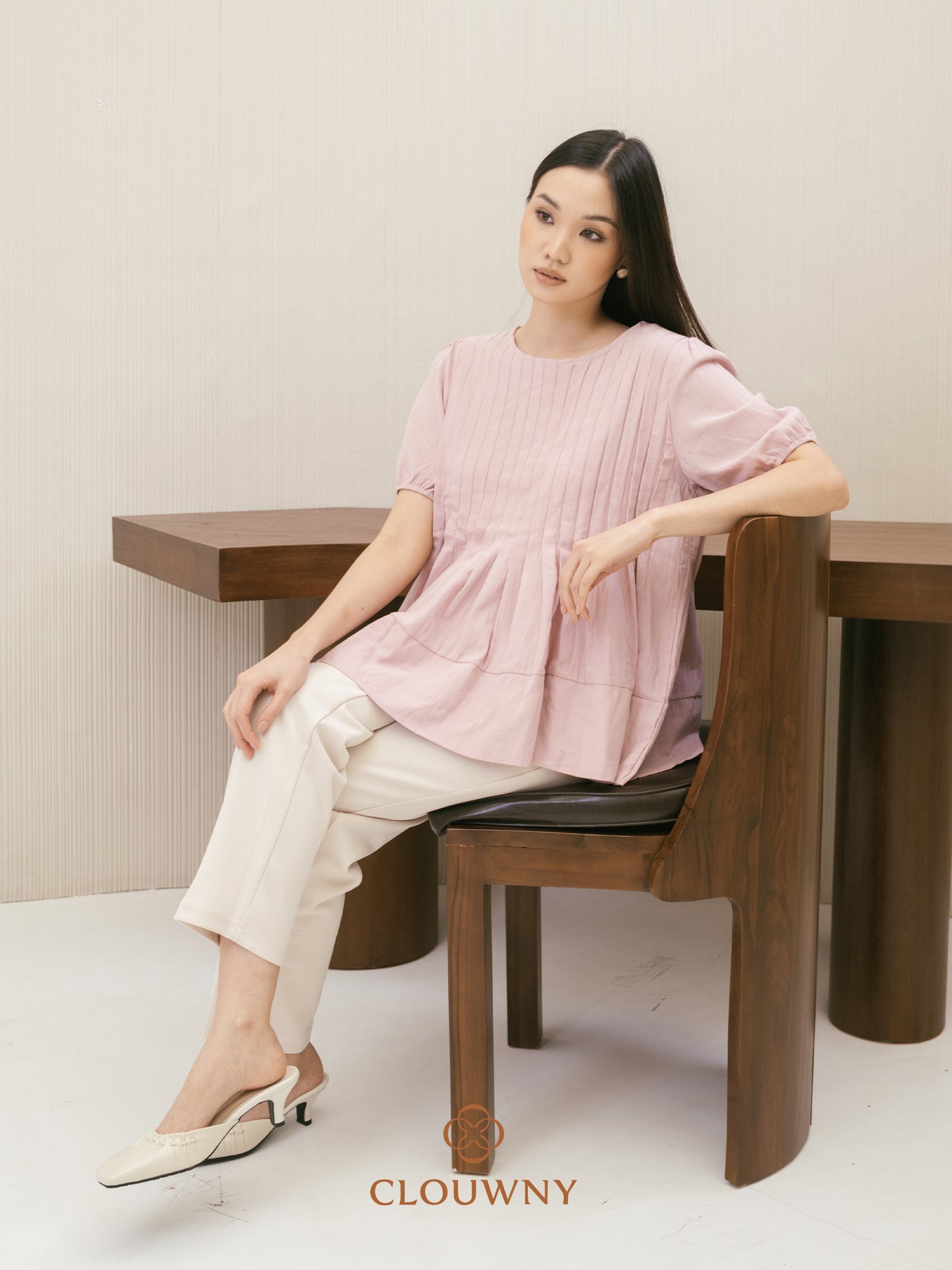 Elysia Pleated Top - Pink