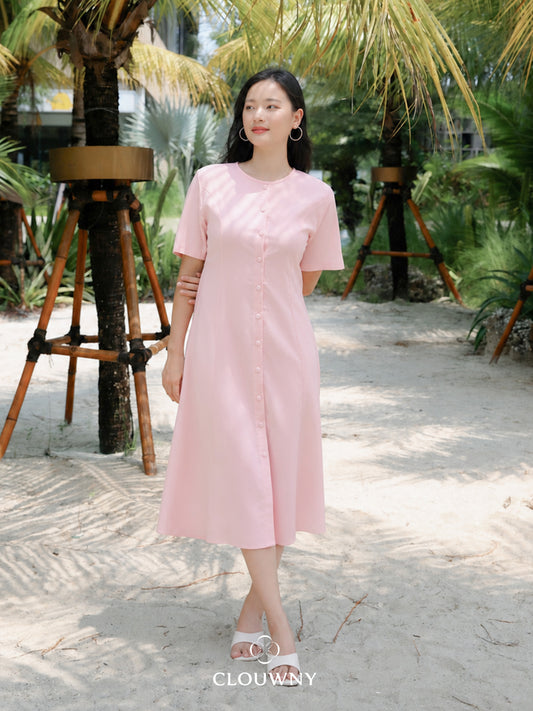 Mirsya Button Dress - Pink
