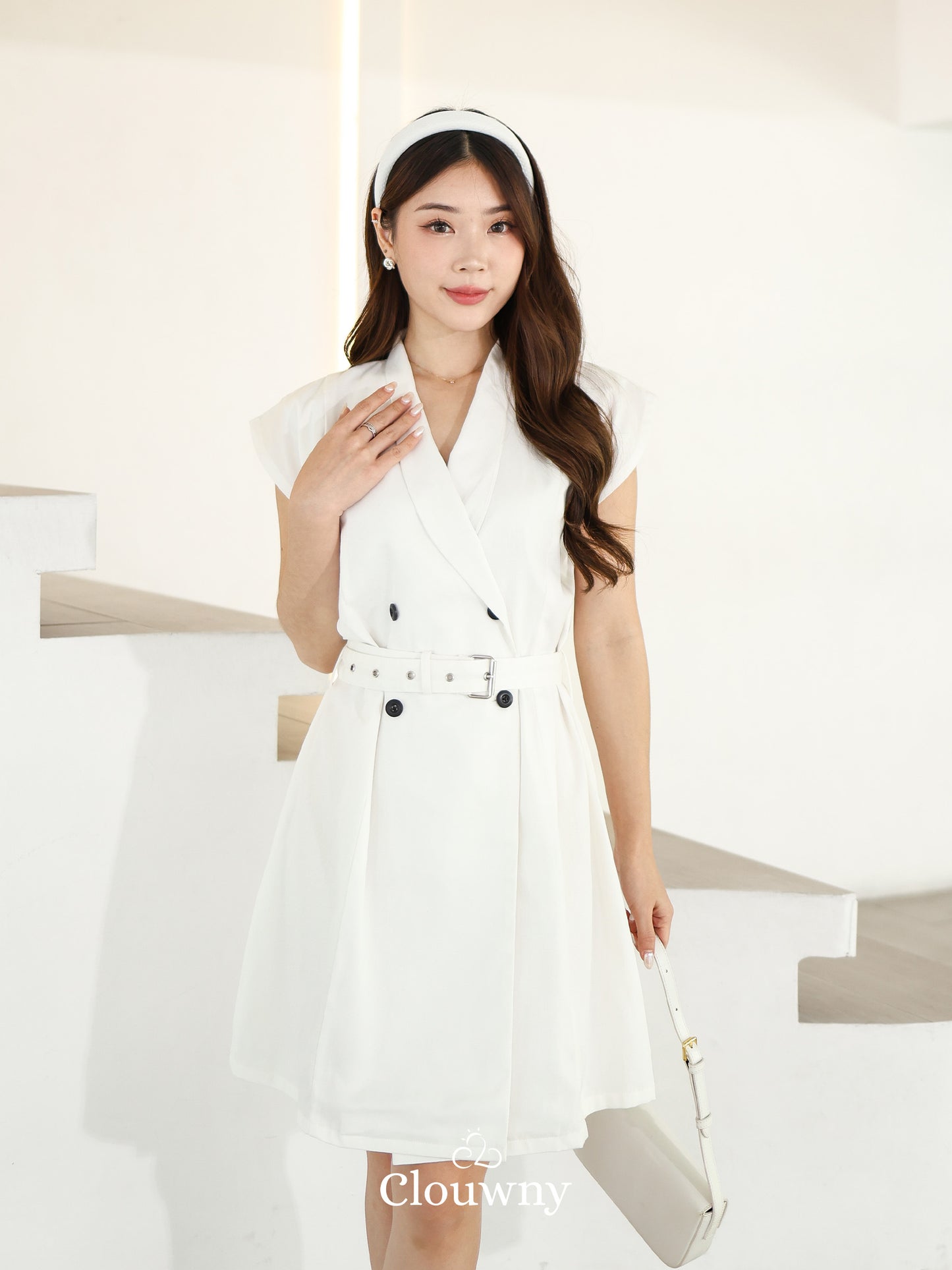 Pavlo Belt Dress - White
