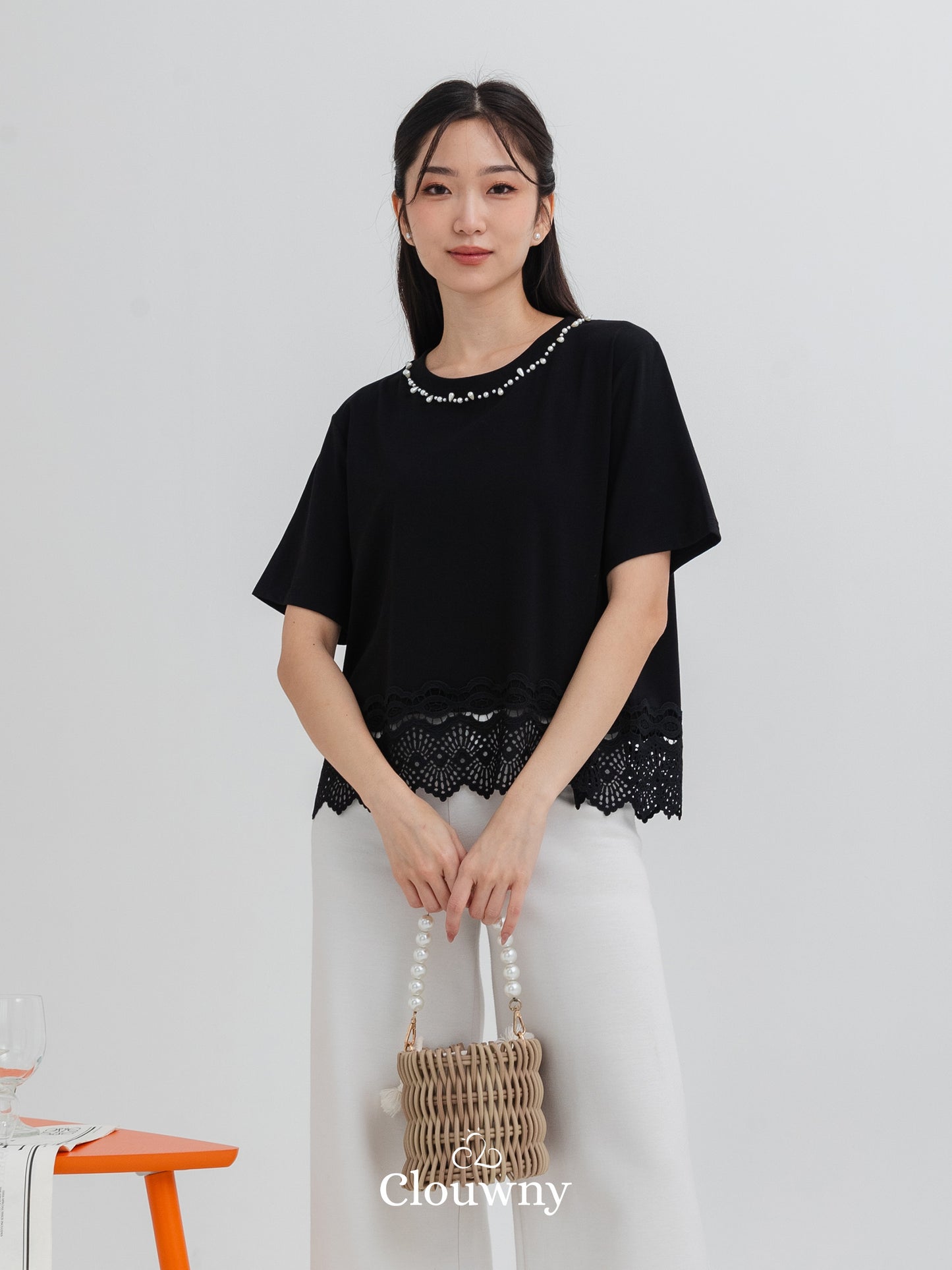 Megan Pearl Blouse - Black