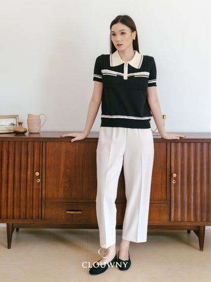 Lanna Zipper Knit Top - Black