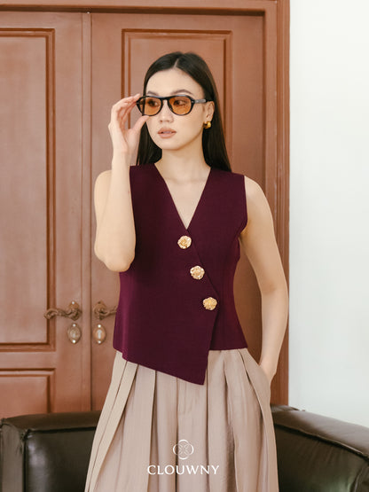 Bianca Asymmetric Vest - Magenta