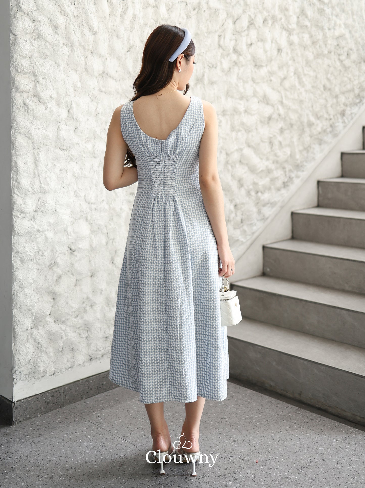 Callaia Houndstooth Dress - Blue