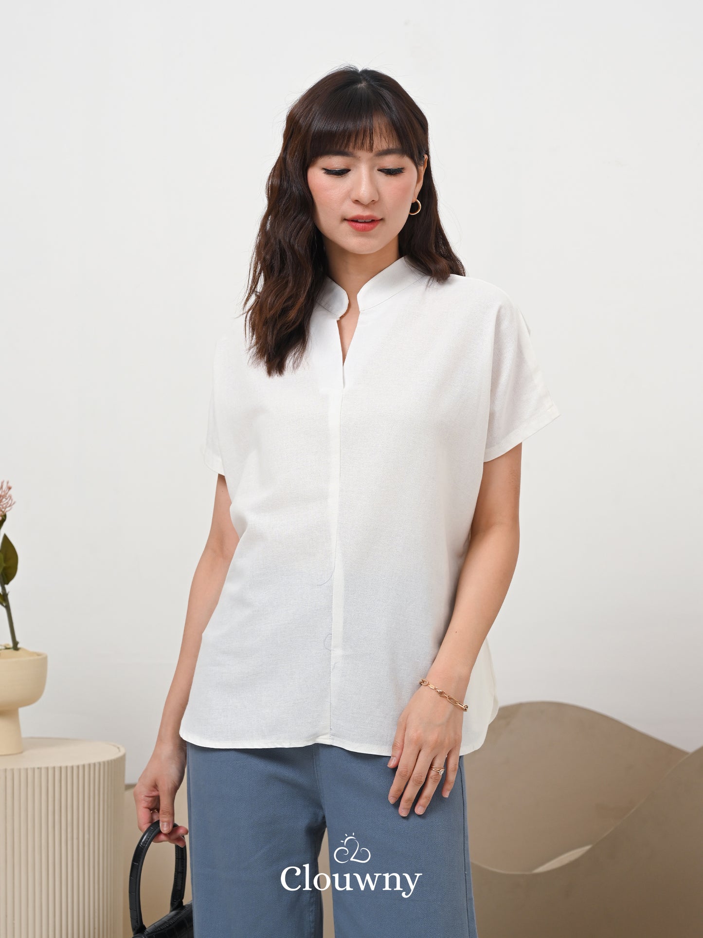 Marfie Loose Blouse Top - White