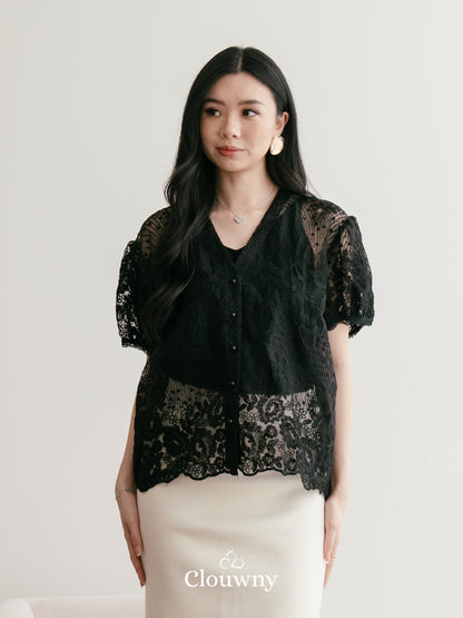 Lotus Lace Blouse - Black