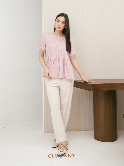 Elysia Pleated Top - Pink