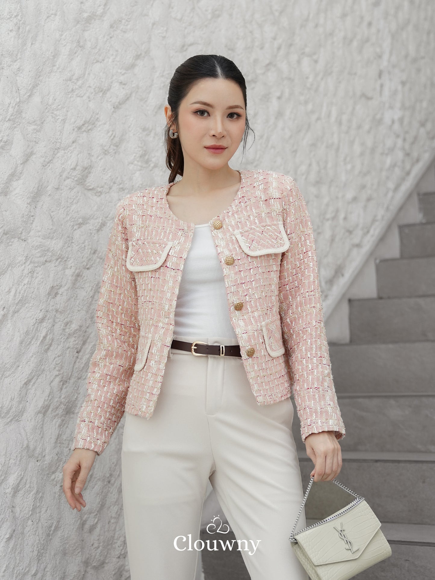 Geya Tweed Blazer - Pink