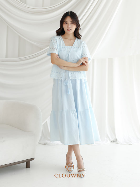 Silca Rubber Broderie Dress - Blue