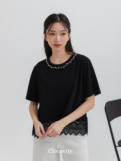 Megan Pearl Blouse - Black