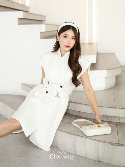 Pavlo Belt Dress - White