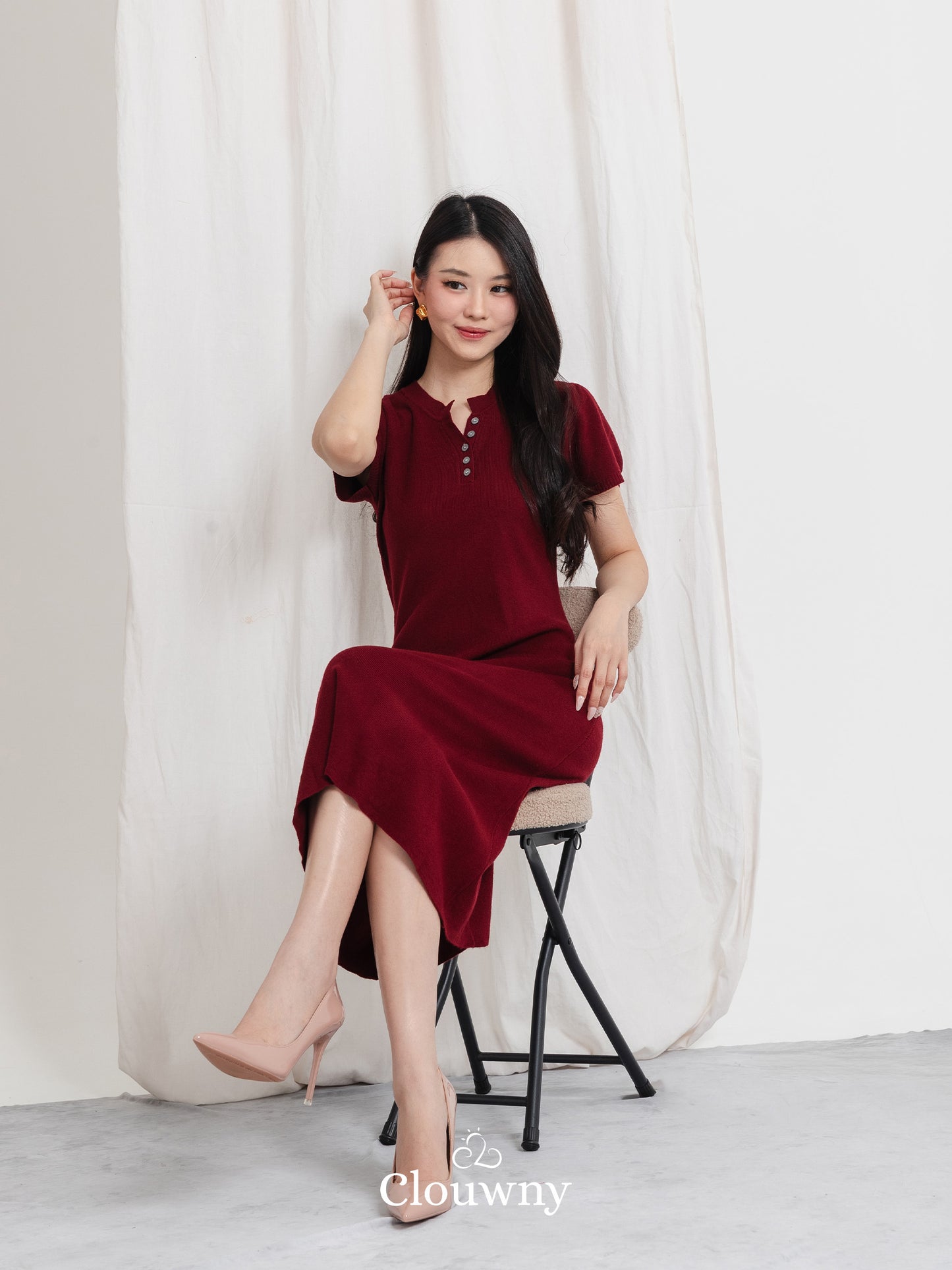 Konsta Knit Dress - Maroon
