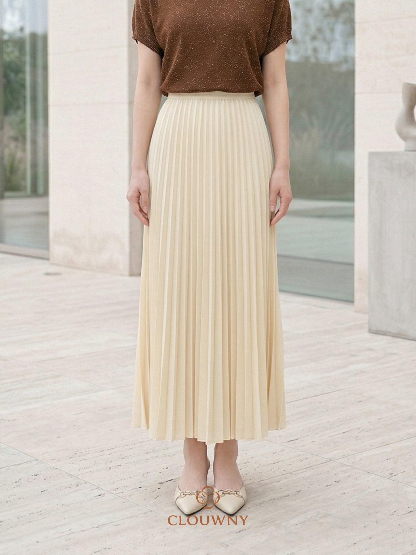 Aretha Pleated Skirt - Cream