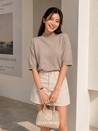 West Round Knit Top - Khaki