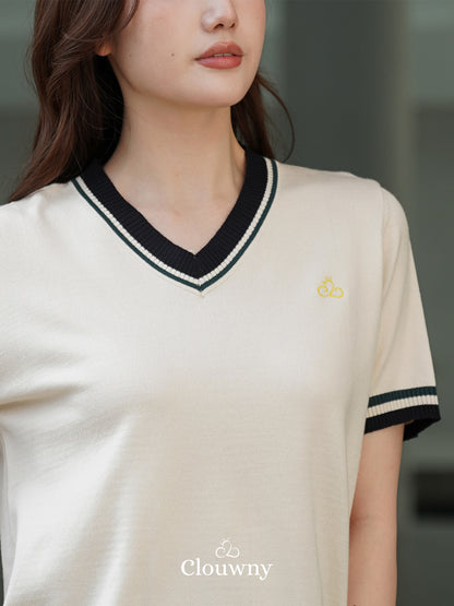 Mesi Vneck Knit Top - Cream