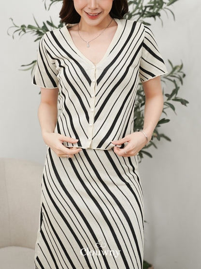 Espana Vneck Knit Set - Cream