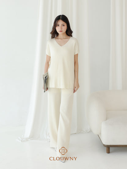 Kala Vneck Knit Set - Broken White