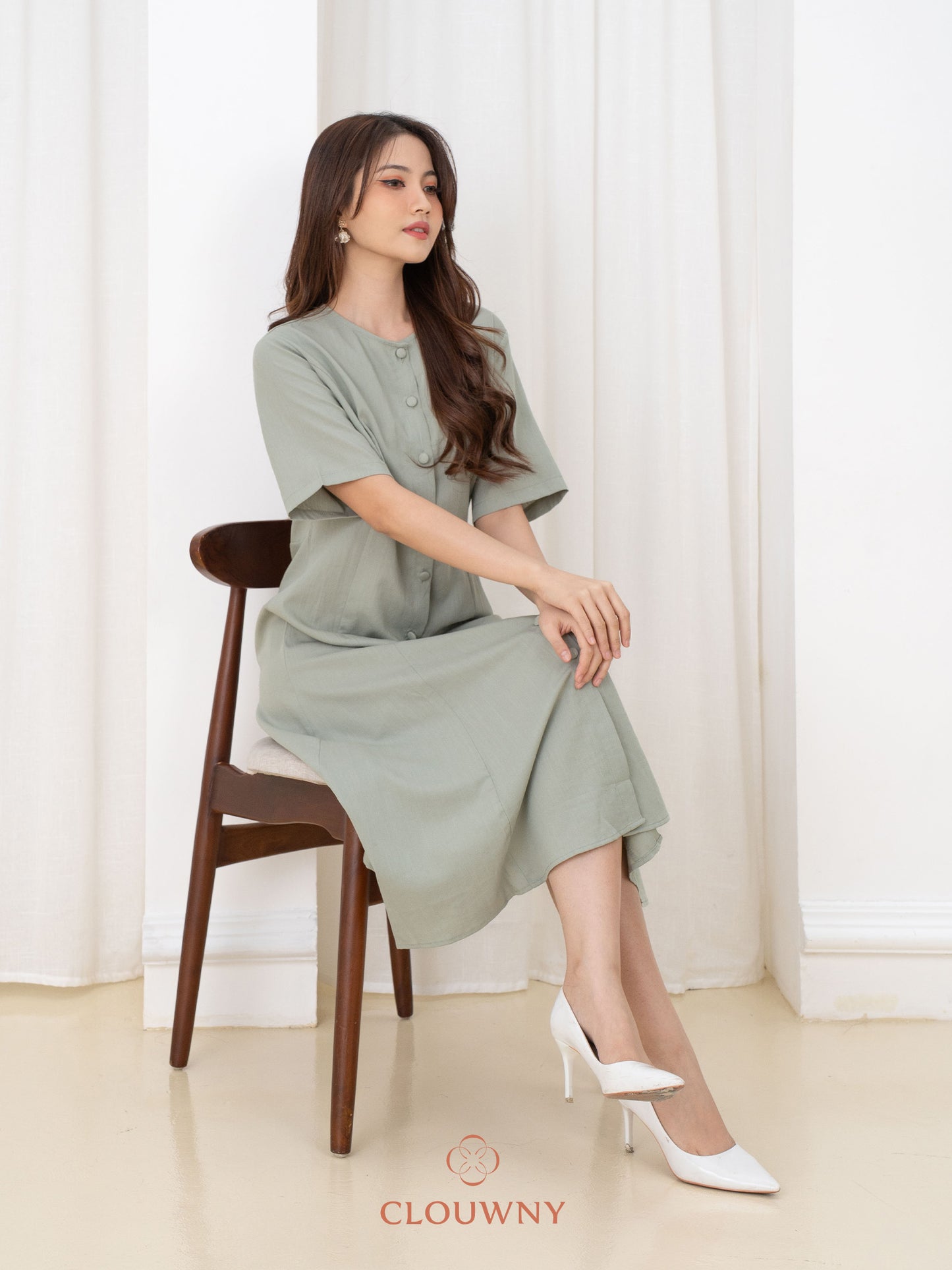 Mirsya Button Dress - Green