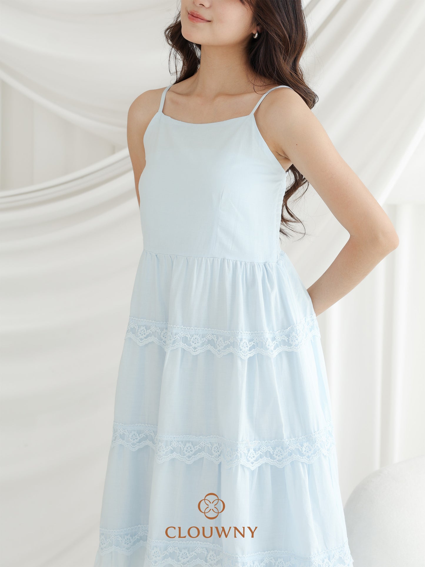 Katama Tiered Broderie Dress - Blue