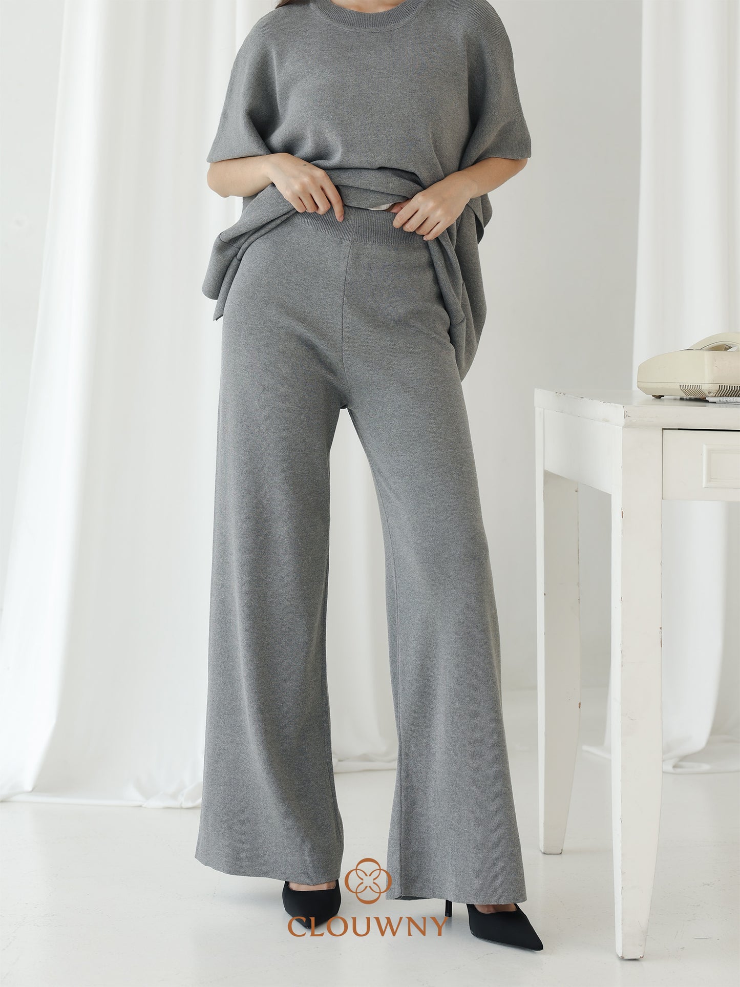 Joel Batwing Knit Set - Grey