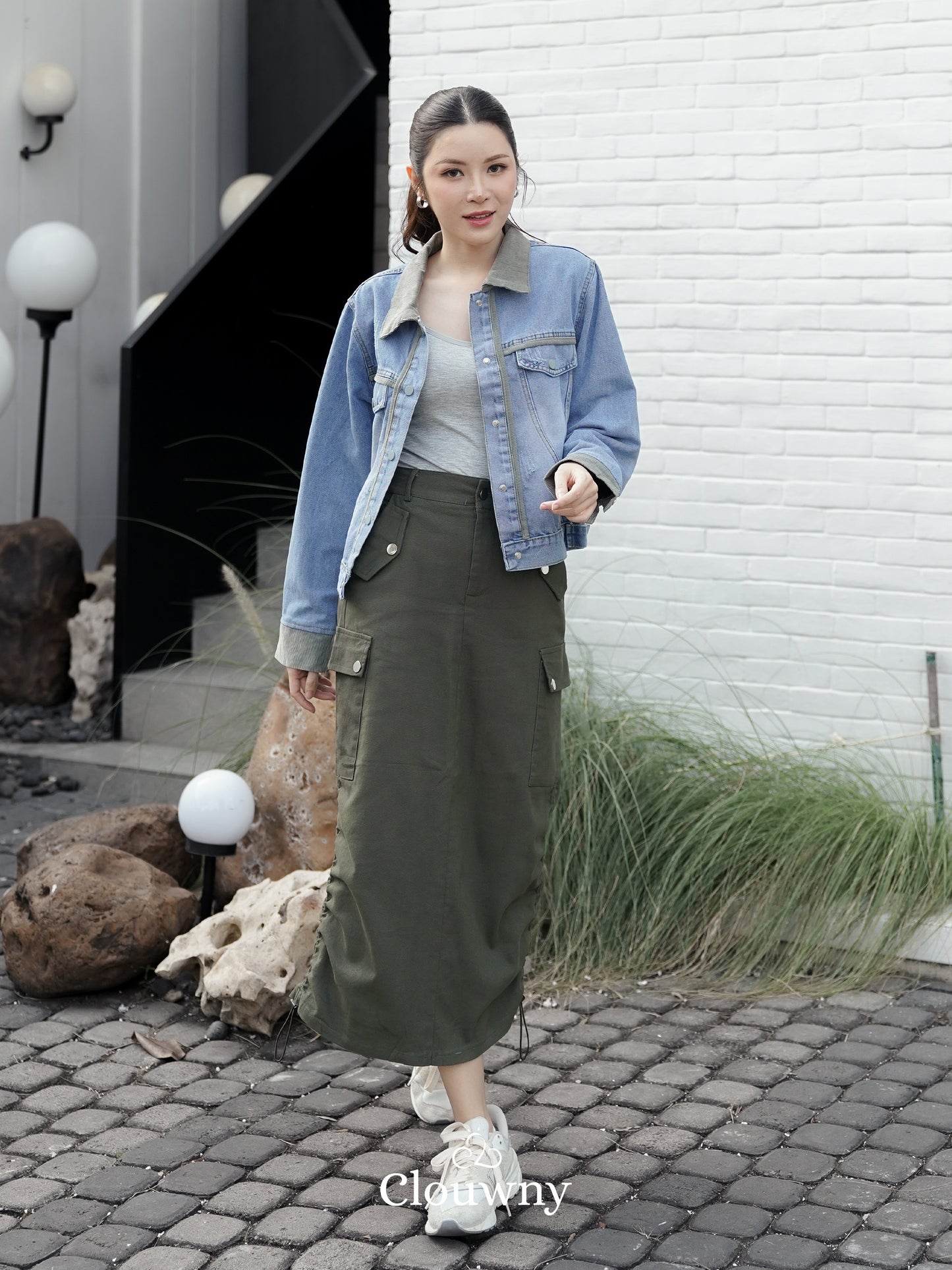 Dex Cargo Denim Skirt - Army
