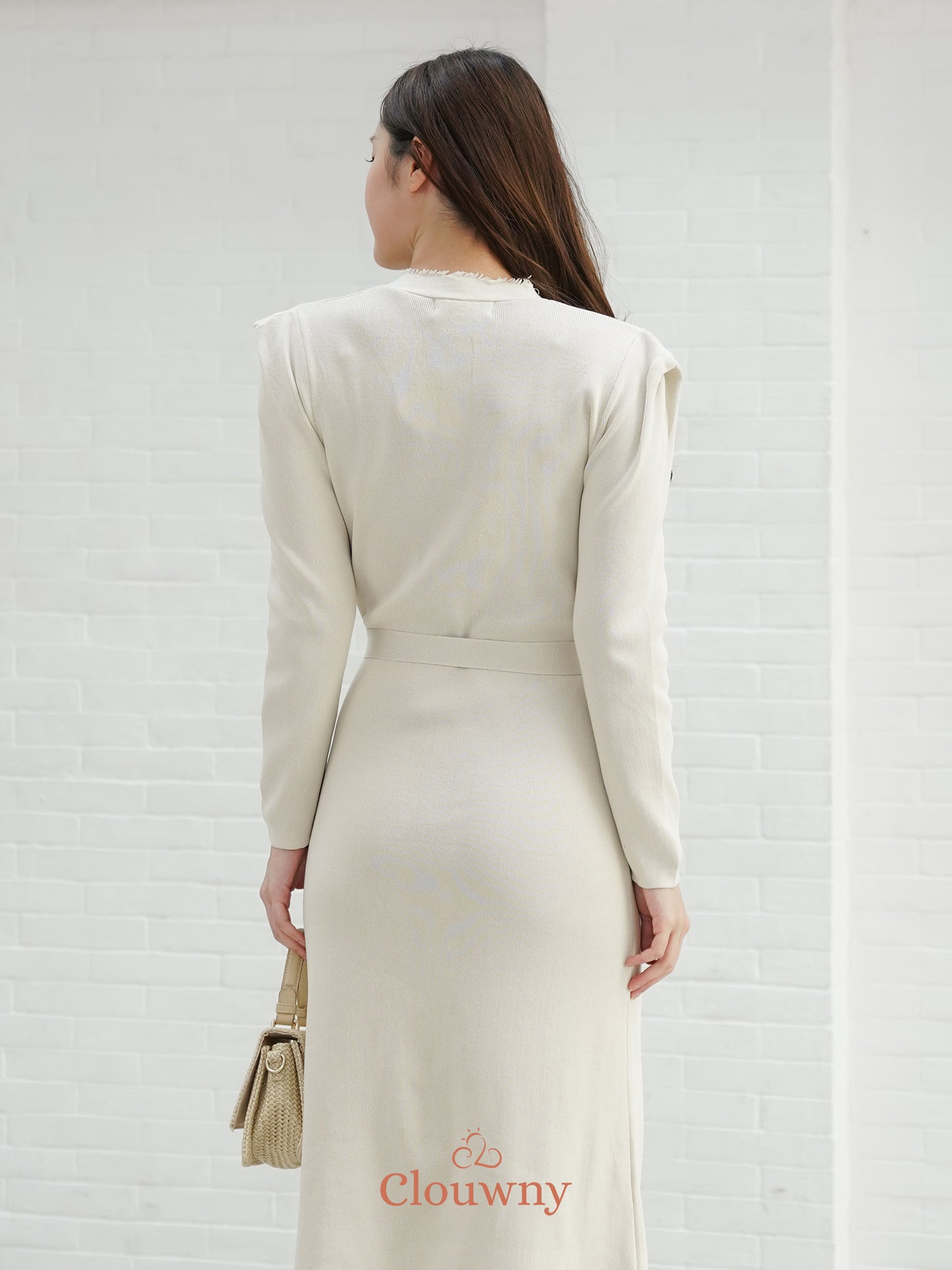 Melita Button Belt Dress - Broken White