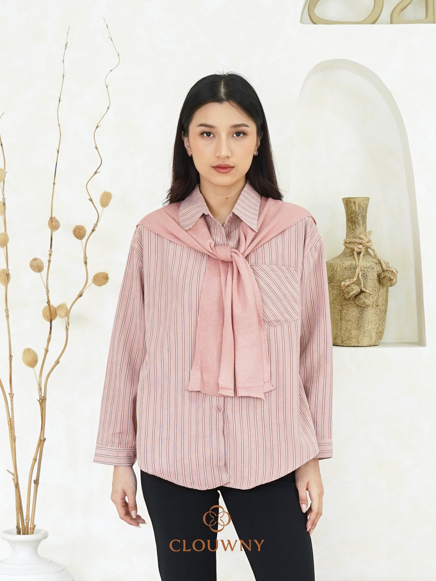 Candela Stripes Scarf - Pink