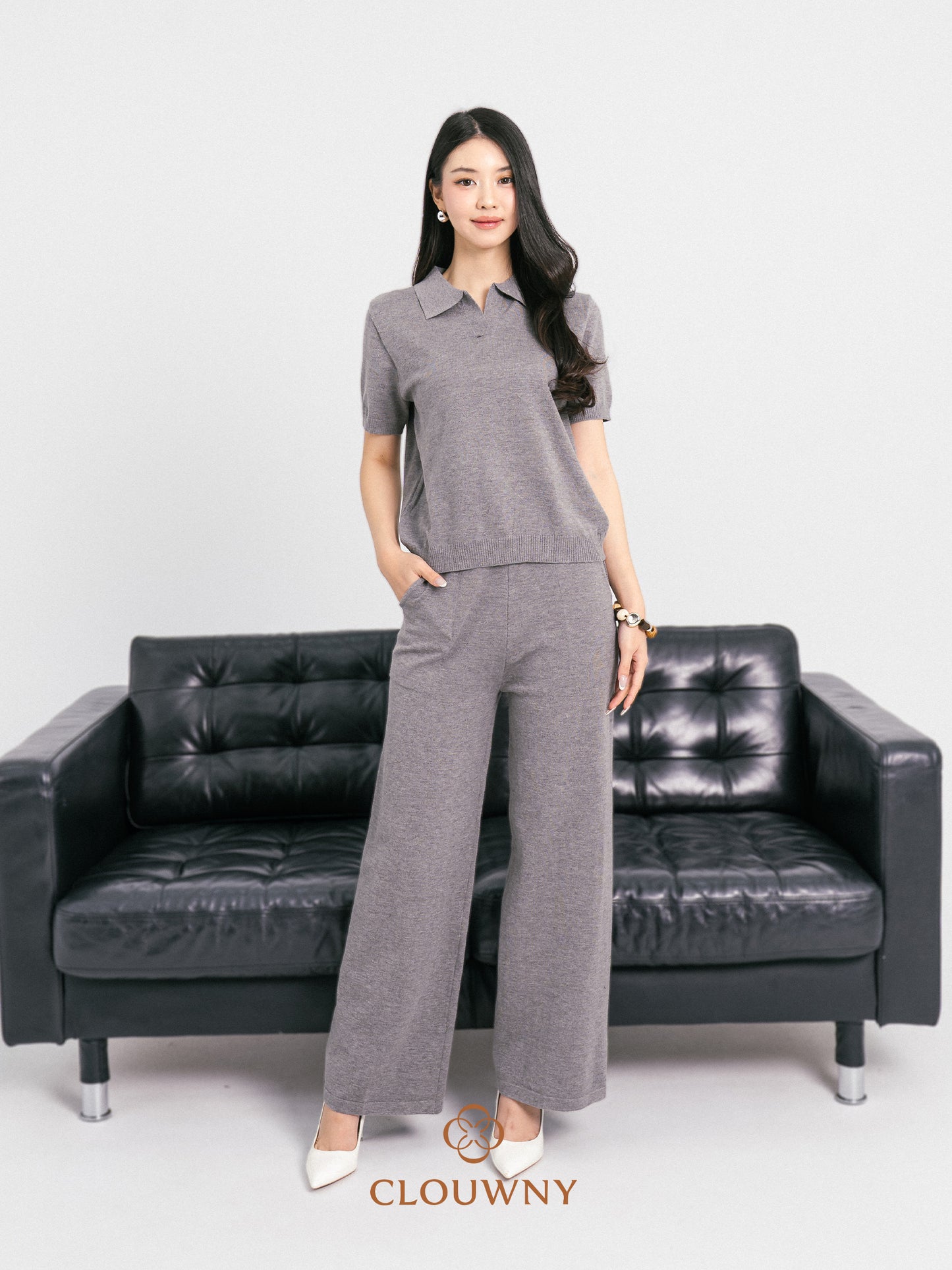 Bethani Collar Knit Set - Grey