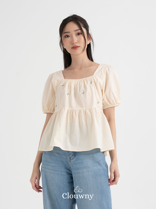 Daisy Flower Top - Cream