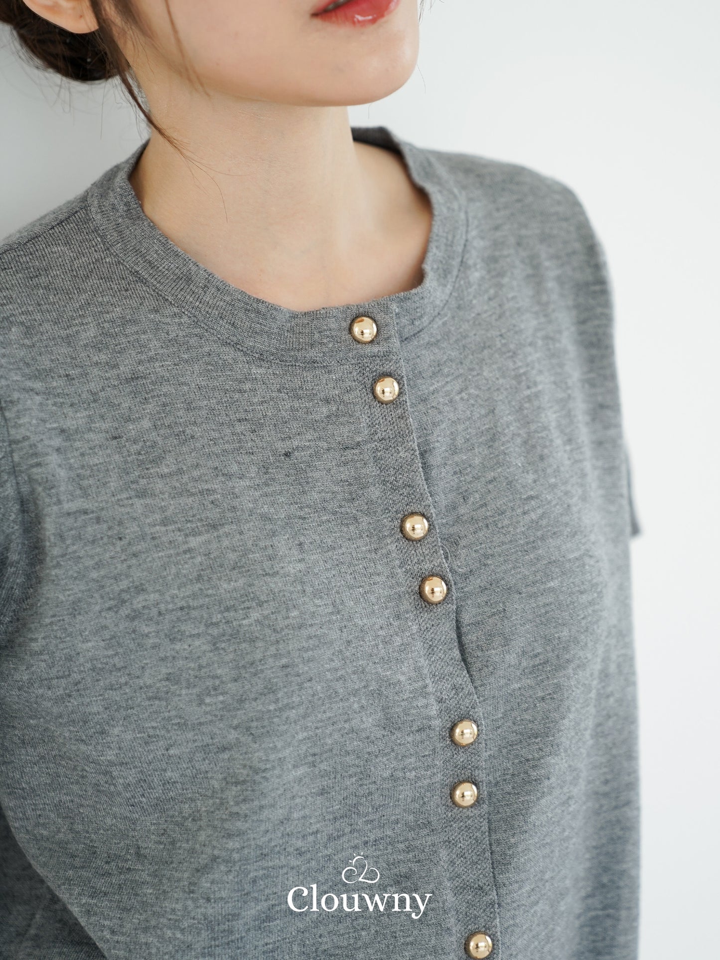 Rizel Double Button Top - Grey