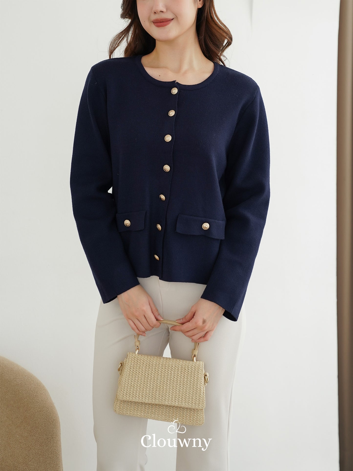 Luxen Button Cardigan - Navy