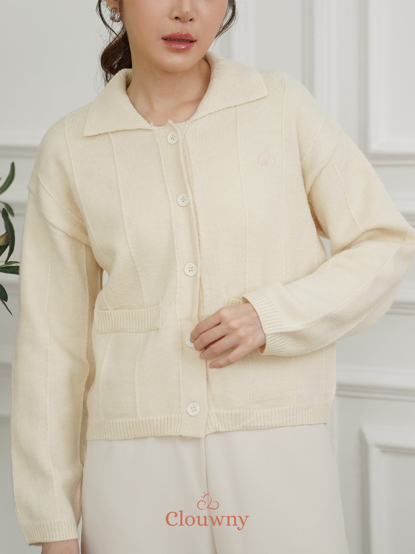 Gratia Pocket Knit Cardigan - Cream