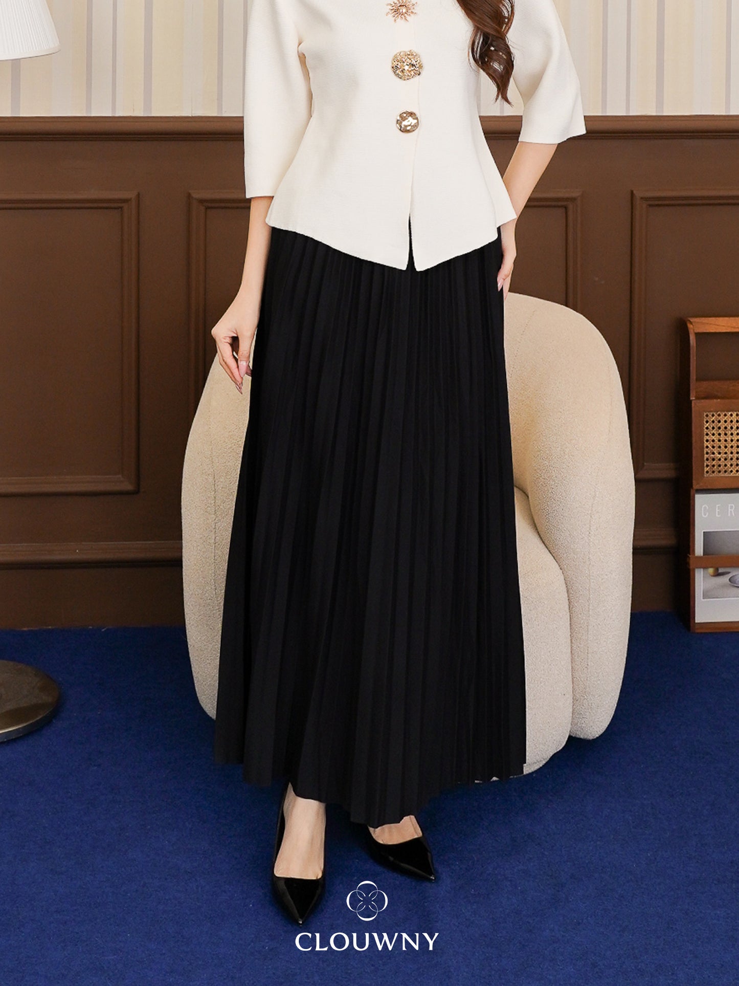 Aretha Pleated Skirt - Black