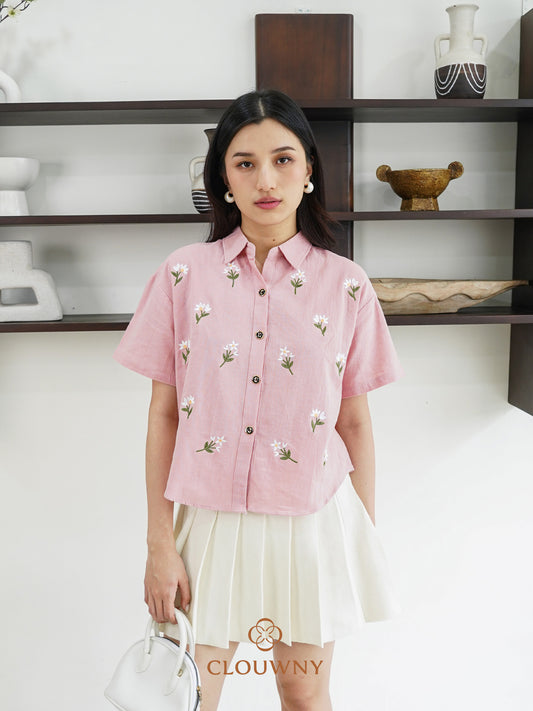Riley Mini Flower Shirt - Pink