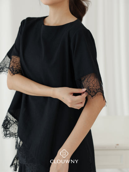 Cloudy Lace Top - Black
