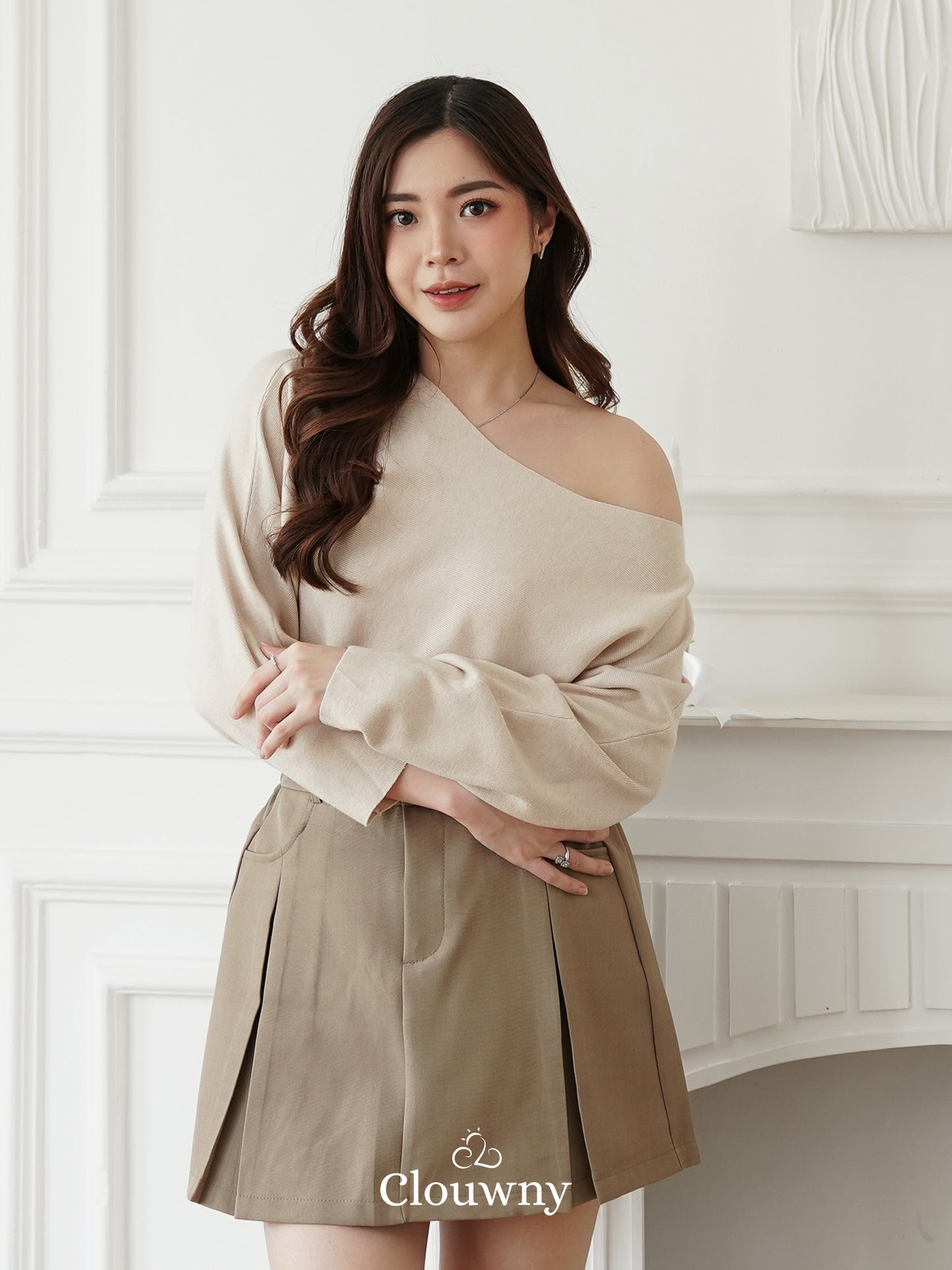 Beatrix Sabrina Knit Top - Cream