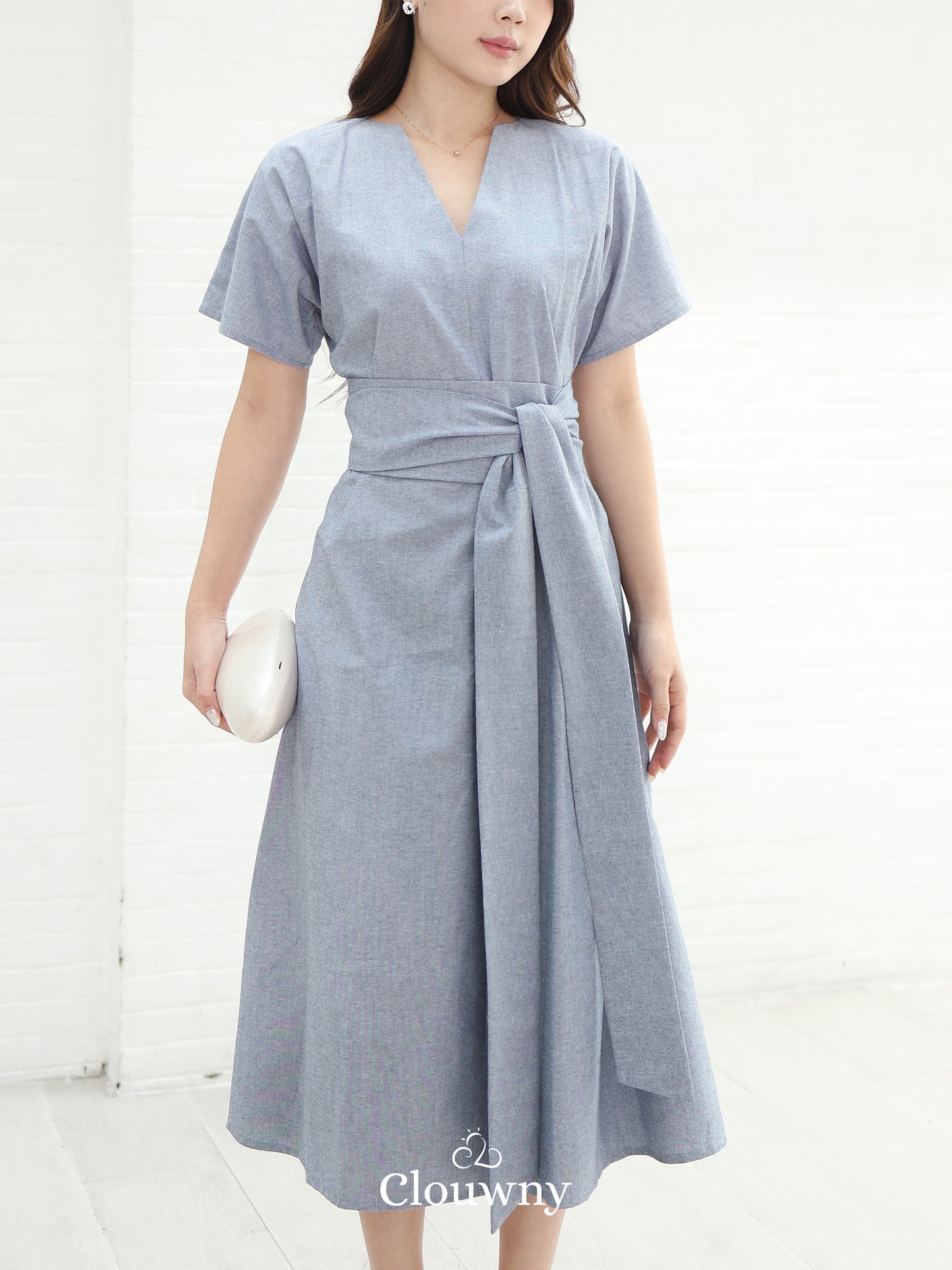 Cava Obi Kimono V-Dress - Blue