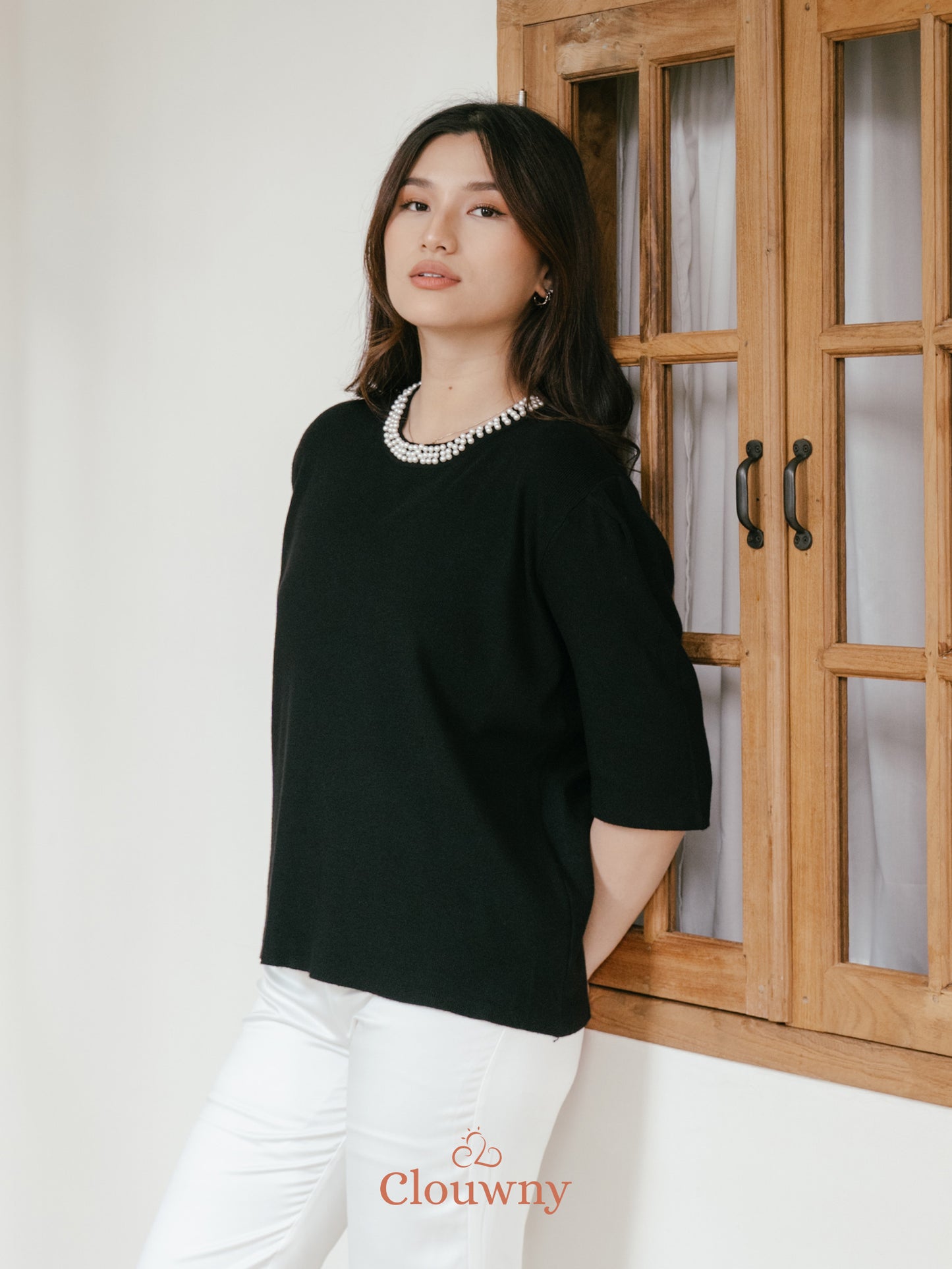 Itza Pearl Knit Top - Black