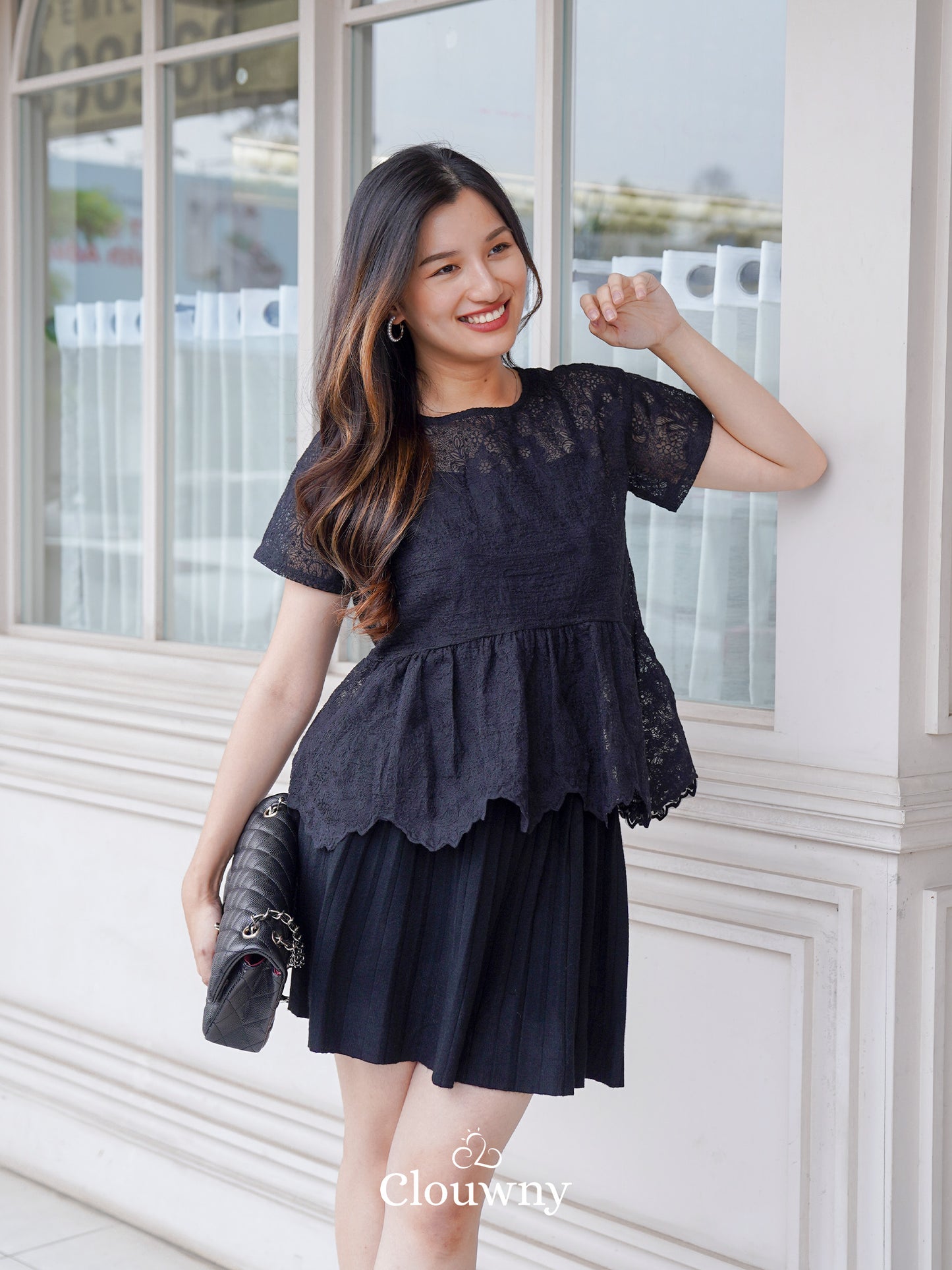 Elsya Lace Blouse - Black