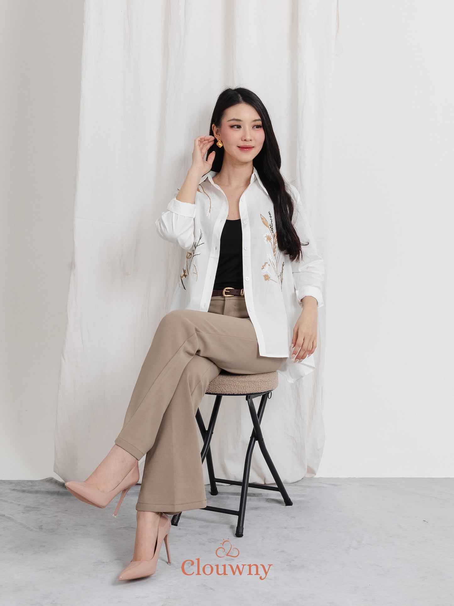 Katerin Flower Shirt - White