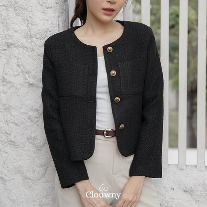 Davia Tweed Blazer - Black