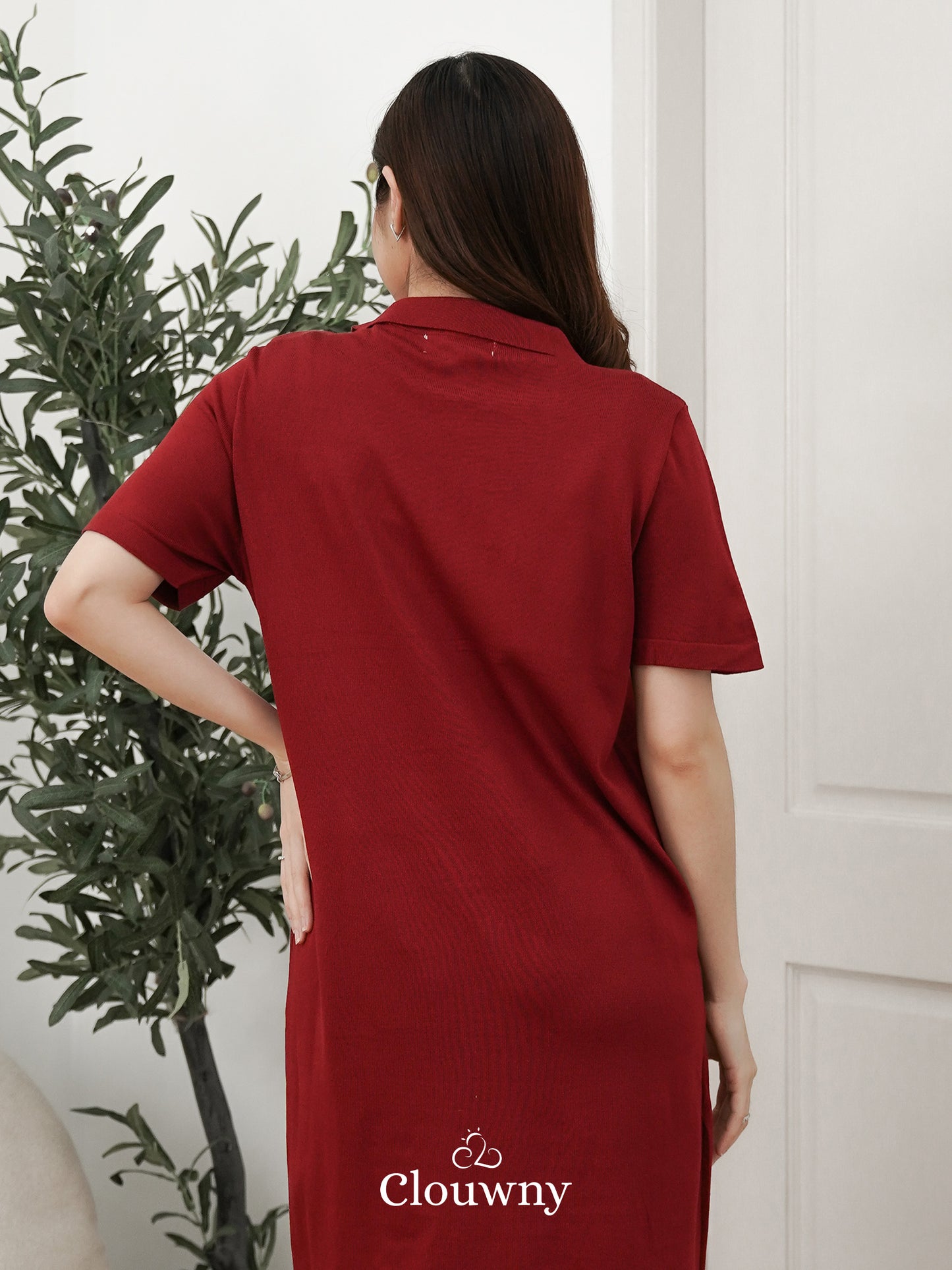 Analise Scarf Dress - Maroon