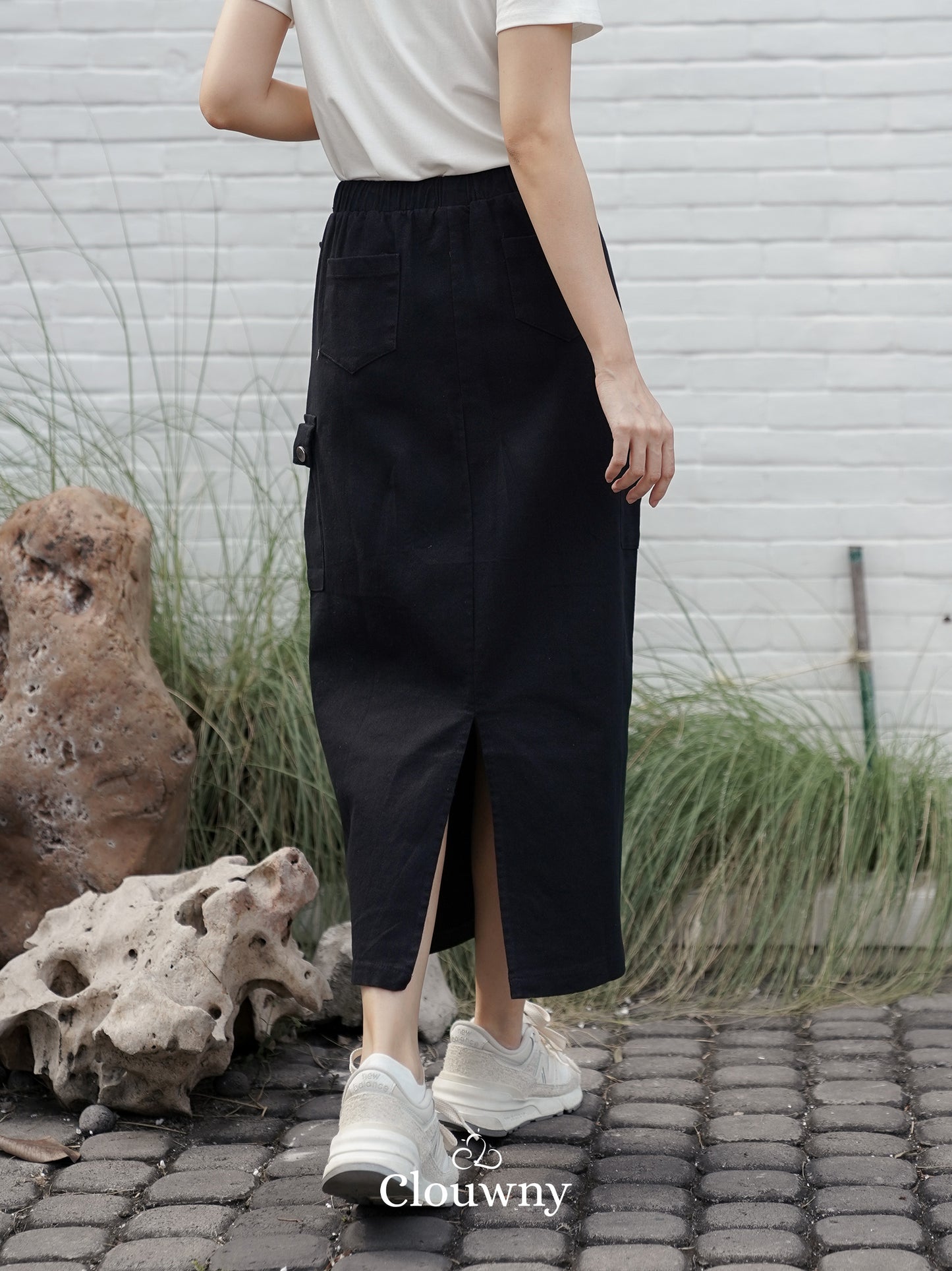 Kaze Cargo Denim Skirt - Black